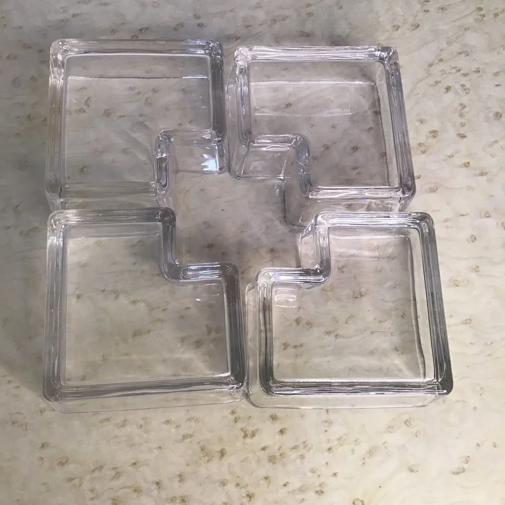Modern Square Glass Candy Snack Serving Dishes Trinket Bowls